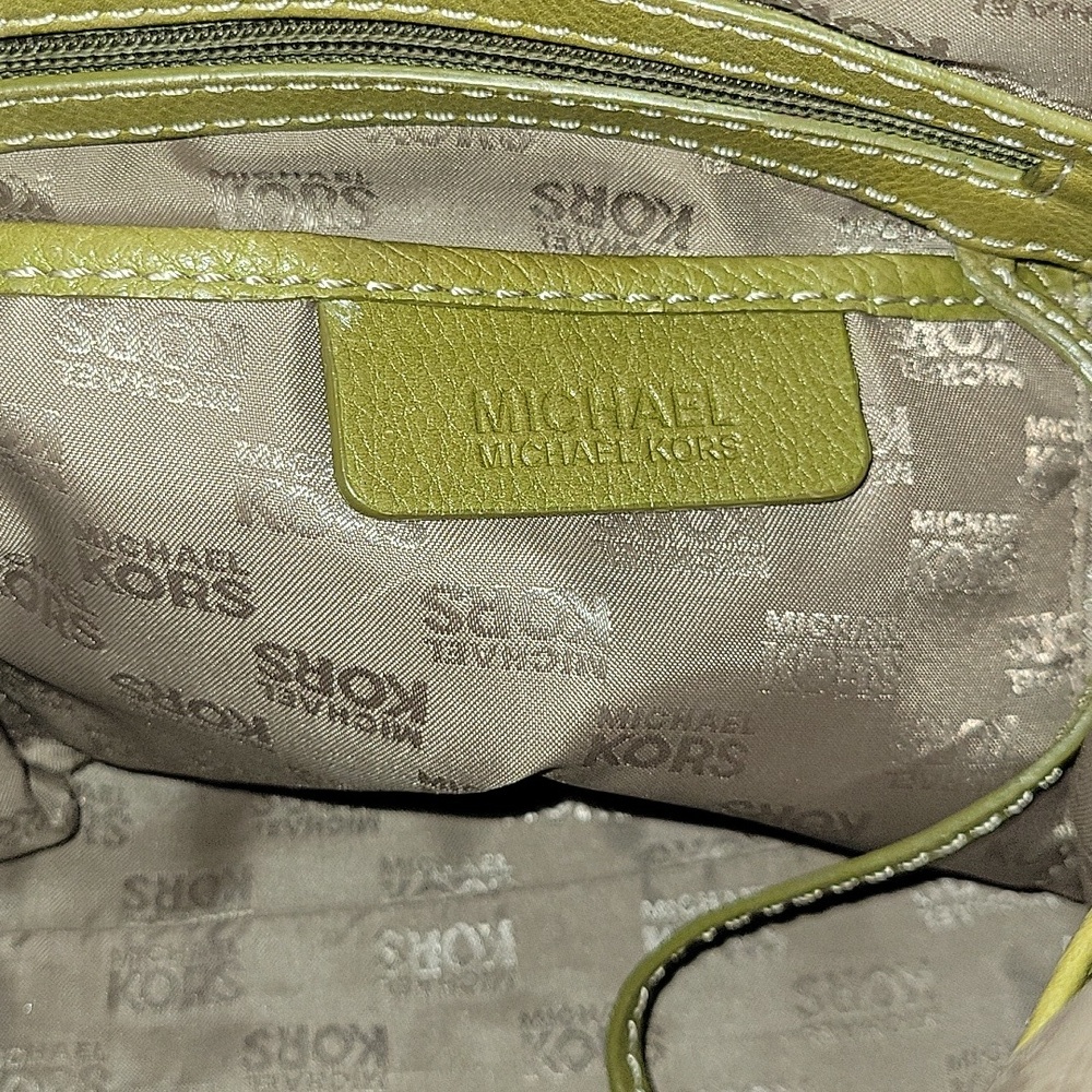 Michael Kors Olive Green Leather Handbag with Gold Hardware - Picture 15 of 15